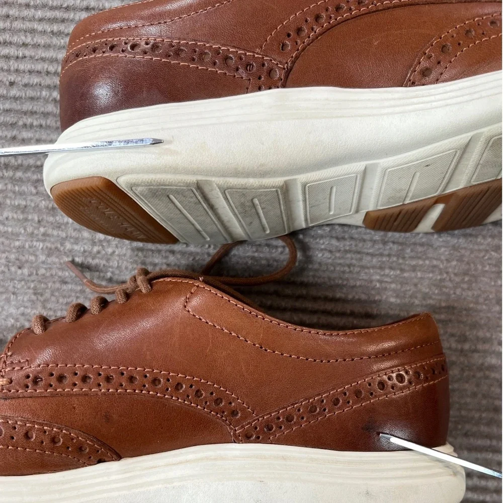 Cole Haan Mens Grand.OS Wingtip Oxford British Tan Leather Shoes Size 9.5M